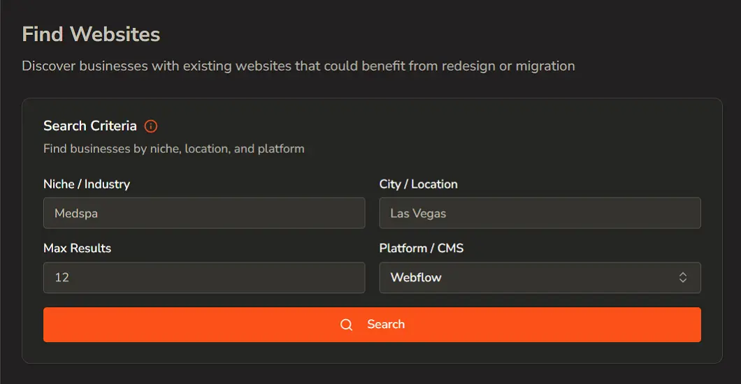 Search by niche and location